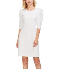 Vince Camuto Womens Puff Sleeve Sheath Dress, white, M