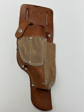 Vtg Leather Suede RH Gun Holster W Belt Holds Snap Closure 14 Made in MEXICO