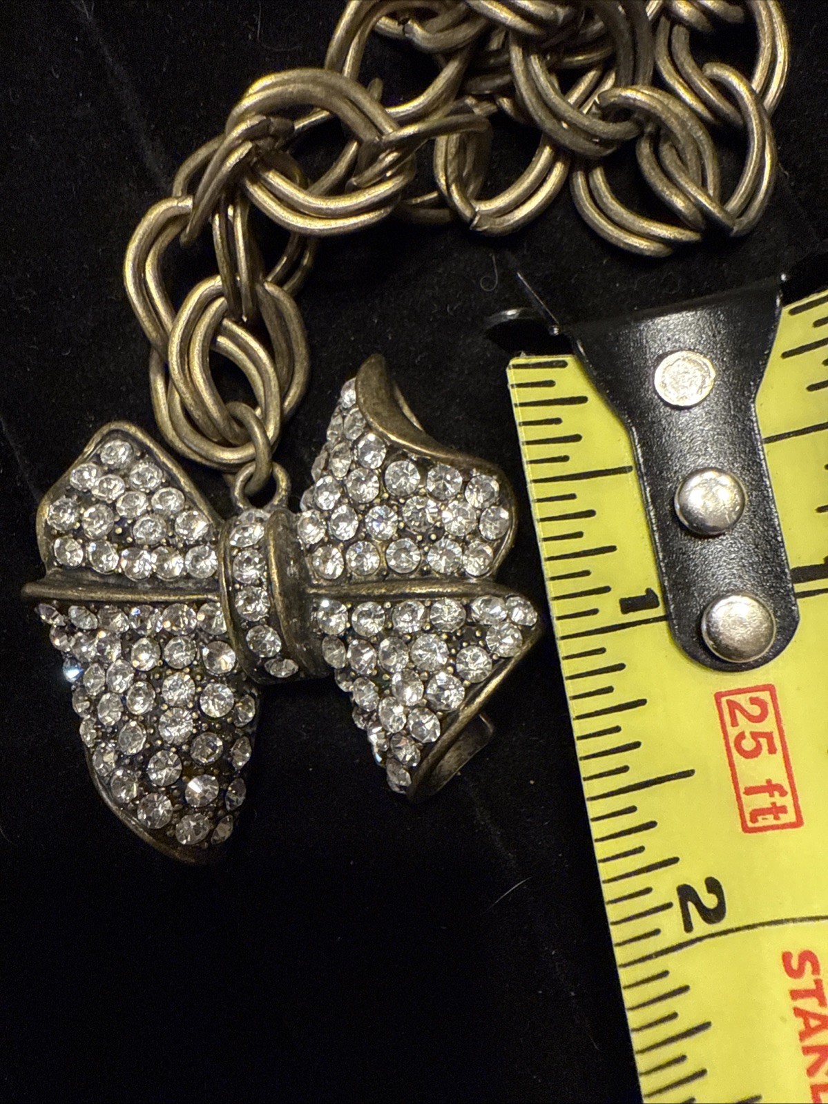 Cookie Lee Bronze Rhinestone Bow statement neckla… - image 8