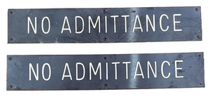 Vintage “No Admittance” (2) Plastic Signs Retro Man Cave Door Boat