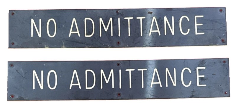 Vintage “No Admittance” (2) Plastic Signs Retro Man Cave Door Boat