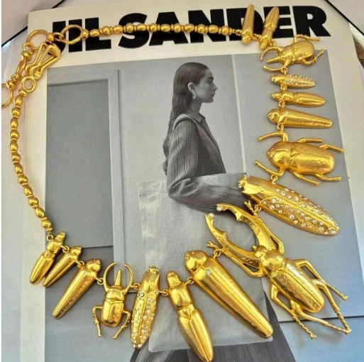 Schiaparelli Retro Diversa Colección Insectos Tono Dorado Collar Cadena Clavícula Foto 3 de 4
