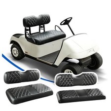 Golf Cart Seat Covers 4 Fits EZGO TXT 1994-2013/RXV 2008 up Black Black Stitch