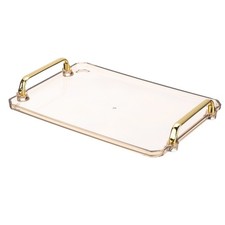 12 x 8.6 Inches Plastic Serving Tray with Handles, Decor Tray, Amber