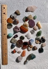 A Lot of Assorted Stones.   Lepidolite, ammonite, geode, carnelian & more