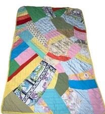 Vintage Handmade Crazy Pattern Quilt Holly Hobbie Reverse Baby Toddler Blanket