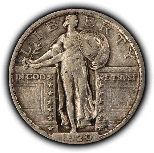 1920 25c Standing Liberty Silver Quarter - Luster - XF/AU - SKU-Y6397