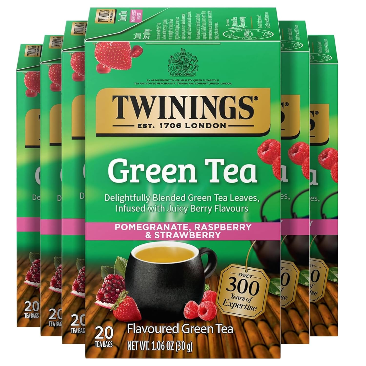 Green Tea with Pomegranate, Raspberry, & Strawberry Individually Wrapped Bags, 2