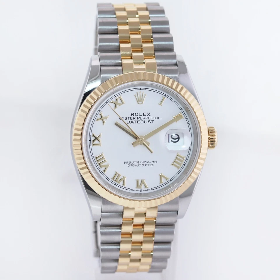 Rolex DateJust 2023 nuevos papeles 126233 36 mm blanco romano dos tonos jubileo oro 18k Foto 3 de 4