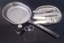 Vintage US Army Mess Kit with Match Safe, Wire Saw, Can Opener and Utensils