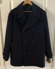 H&M Navy Peacoat Men’s 44R – Classic Double-Breasted Coat
