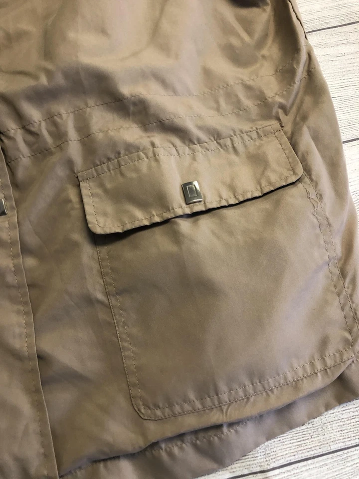 Totes Rain Jacket Womens Large Tan Water Resistant Hooded Parka Zip Pockets - Image 3 of 4