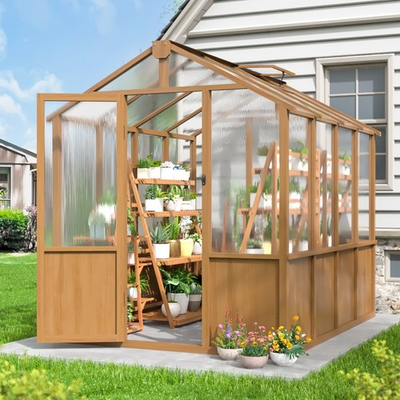 #ad #ad 6x8 FT Greenhouse Wooden Walk in Greenhouse for Outdoors $519.98