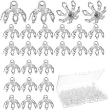 120 Pcs Bead Caps for Jewelry Making Flower Bead End Caps Toppers End Cap Bails