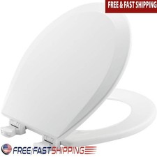 Round Toilet Seat Easy Clean Hinges Quick Installation Durable Wood Bathroom New