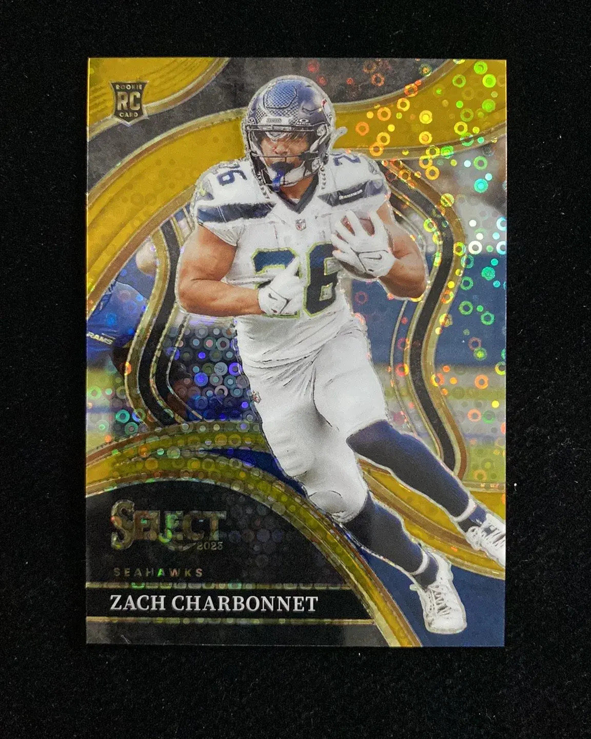 2023 Panini Select Club Level Gold Disco #202 Zach Charbonnet Rookie 10/10 TOM