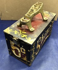 Shoe Shine Box 5 Cent Circus Carnival Theme Wood vintage metal star foot rest