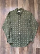 Vintage McGregor 1960s Shirt Mens Medium Green Crest Print Long Sleeve Button Up