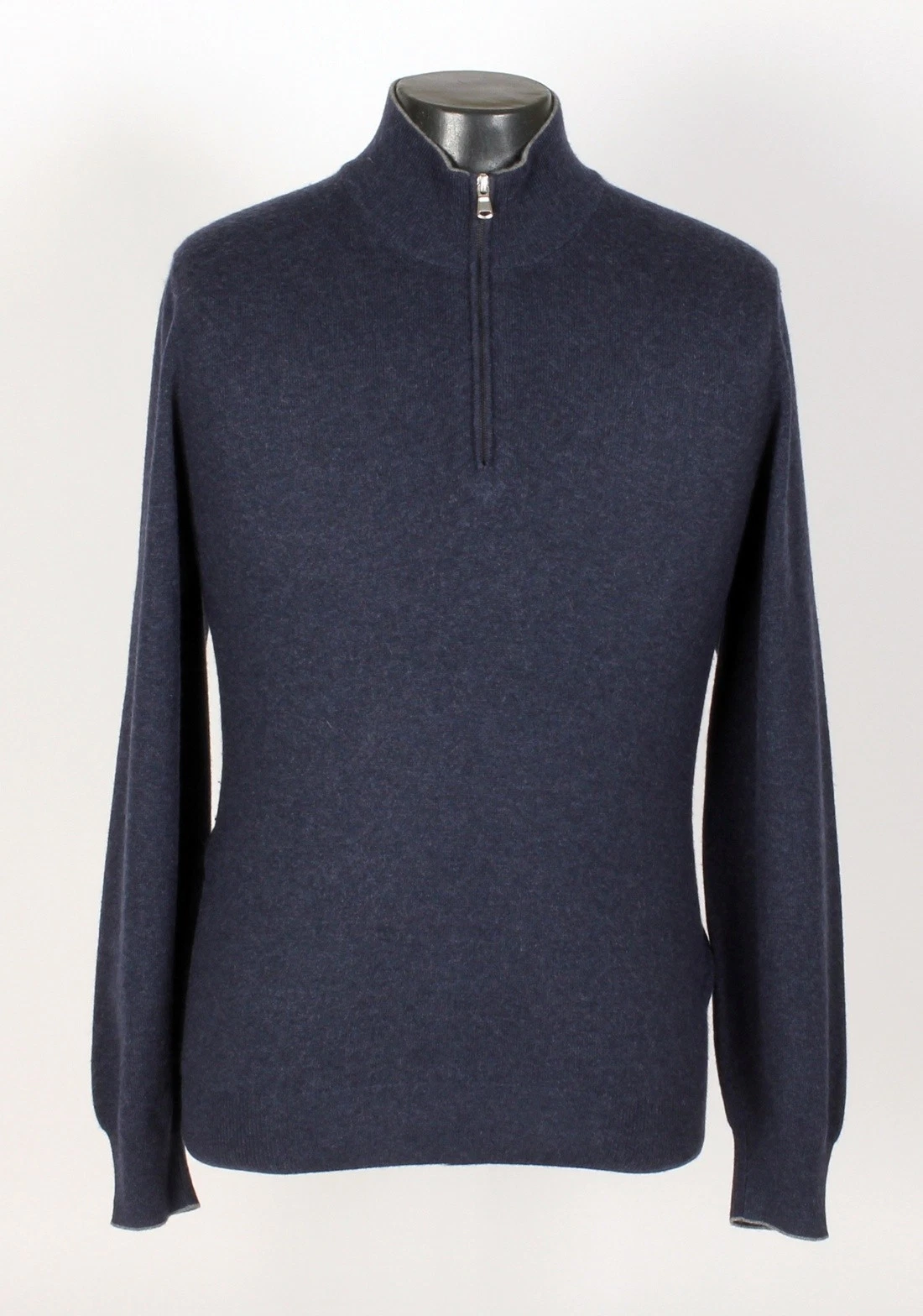 Brunello Cucinelli — Brunello Cucinelli 100% Cashmere 1/2 Zip Sweater - Blue - L - $1550 Retail