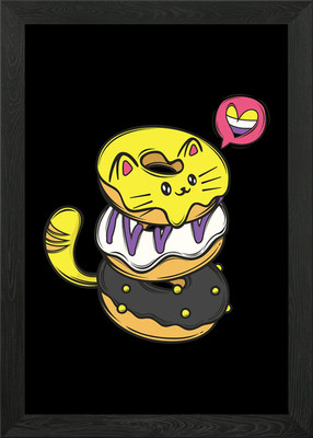 Nichtbinäre Katze Donut Haufen Gerahmtes Wandbild Poster Leinwanddruck Bild