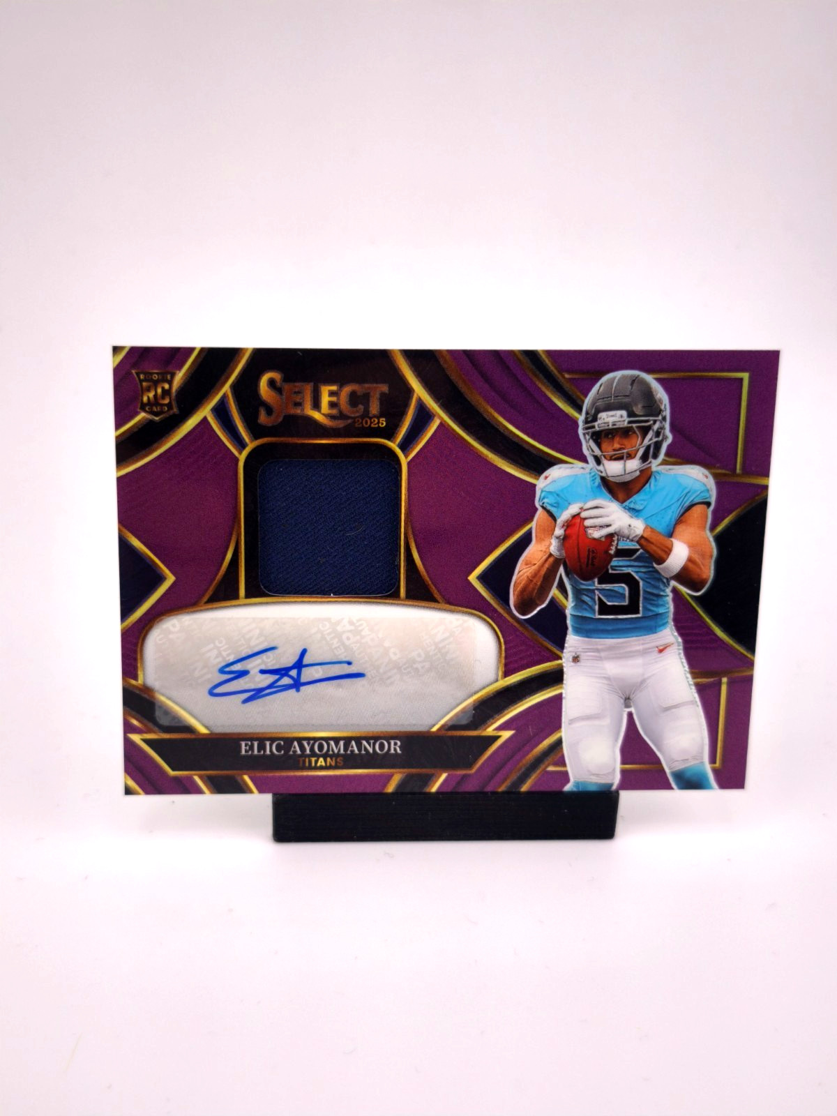 Elic Ayomanor RPA /49 AUTO PATCH Purple Prizm 2025 Panini Select NFL Titans