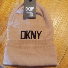 DKNY Tan Knit Beanie NWT One Size Stretch