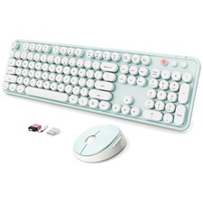 Wireless Ergonomic Keyboard with Retro Round Keycaps - Compatible with Windows