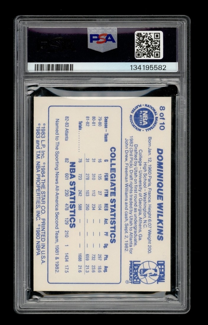 1983-84 Star All-Rookies Set-Break #  8 Dominique Wilkins Auto PSA 8 AUTO 10 view 2