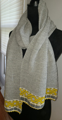 Sol Baby Alpaca Made in PERU Lightweight Scarf Gray Yellow Super Soft Chic Indie