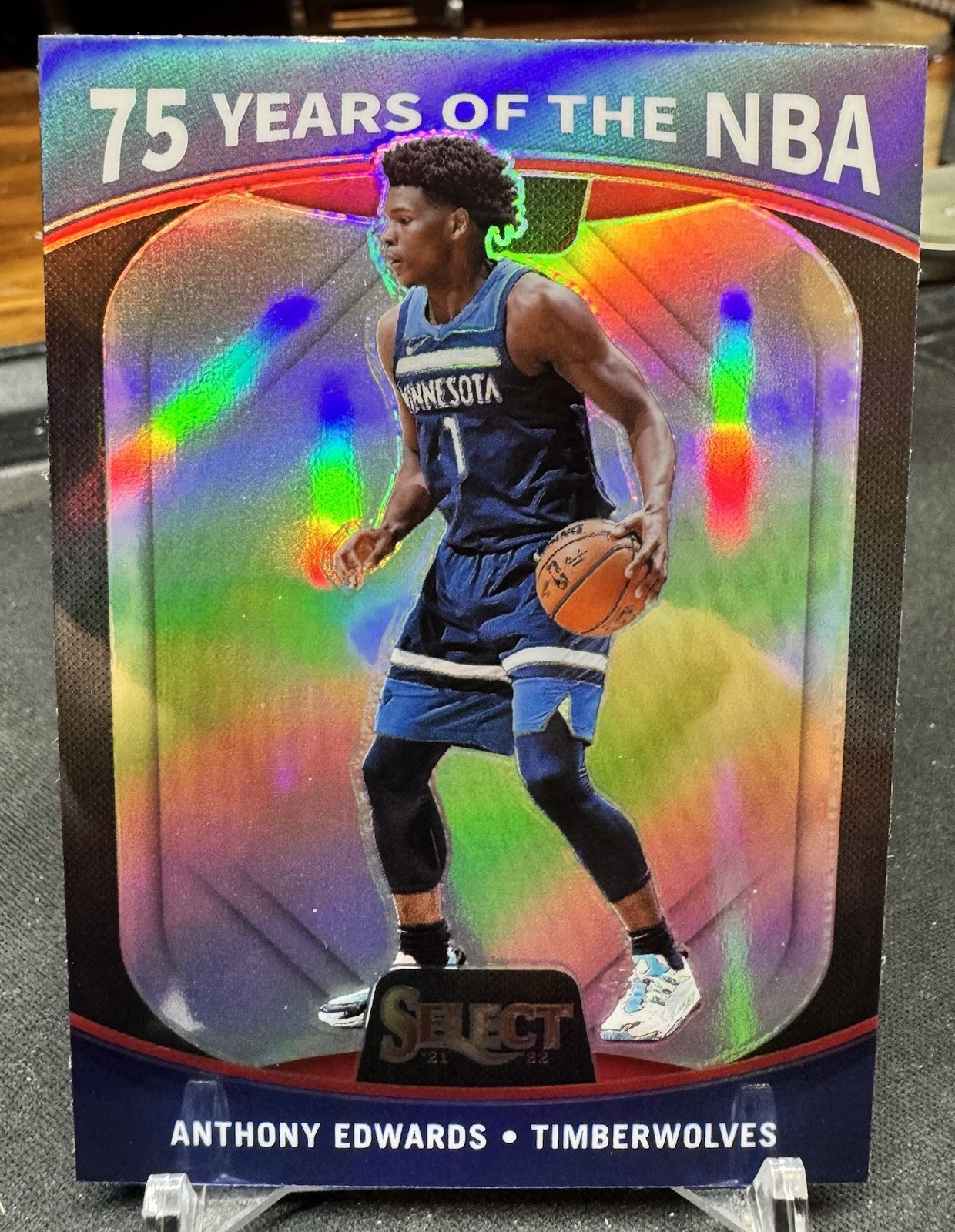 Anthony Edwards 2021-22 Panini Select 75 Years of the NBA Prizm Silver #59 SP