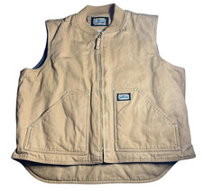 Big Smith Vest Mens XL Brown Canvas Quilted Lined Full Zip Insulated Workwear