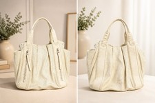 TOSCA BLU White Leather Python Embossed Tote ...