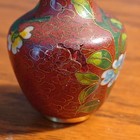Vintage Cloisonne Chinese Red Floral Enamel Mini Vase 1.5" — photo 8