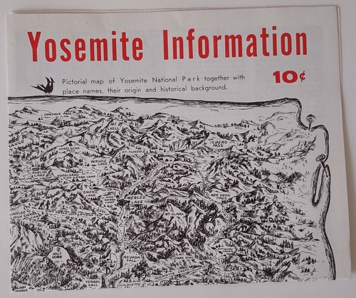 Yosemite National Park Information - vintage brochure map - 1970