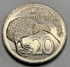 1985 New Zealand 20 Cents - Copper Nickel Coin - World Coin - Lower Mintage