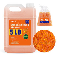 5 LBS Orange Indicating Silica Gel Desiccant Beads, Industry Standard 3-5 Mm Re