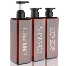 Shampoo and Conditioner Dispenser Shower Soap Bottles 3 Pack 550ml/18.6oz