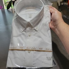 Roundtree Yorke Gold Label No Iron EZ Wash Pinpoint White Dress Shirt 16.5 X 34
