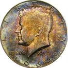 1964 Kennedy Half Dollar NGC MS64 . LOVELY BLUE/VIOLET COLOR TONING! LOOK  !!