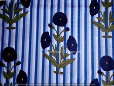 Indian 5 Yard Fabric Cotton Dress Material Sanganeri Floral Print Hand Block