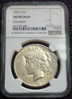 1927 S SILVER PEACE DOLLAR NGC AU DETAILS Cleaned
