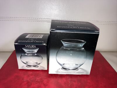 Marsberger Glaswerke Ritzenhoff  Cristal 2x Vase, Orion & Saturn, Vintage, Ovp