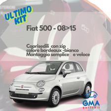 Coprisedili Auto Per Fiat 500 - Anteriori E Posteriori, In Cotone E Gommapiuma - Made In Italy, Rosso/Ecrù