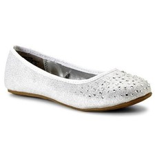 Silver Sparkle Rhinestone Ballet Flats Sz 5 Princess Holiday Costume Wedding