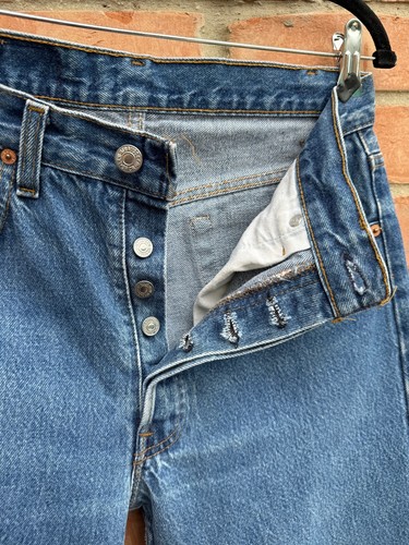 Vintage 80s Levis 501 Blue Button fly Denim Made in USA Jeans Actual 30x29 - Picture 3 of 8
