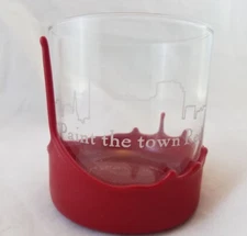Rare Maker's Mark Bourbon "Paint the town Red" Frosted Cocktail Glass Wax Dipped