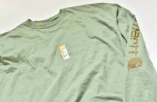 Carhartt Men's Long Sleeve T Shirt S Sage Green - Loose Fit - Heavyweight
