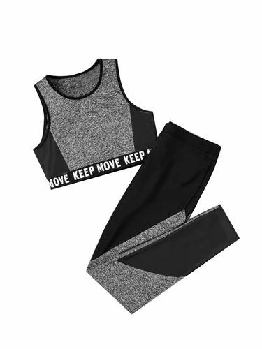 iEFiEL Reggiseno sportivo ragazza + pantaloni tuta da allenamento abbigliamento sportivo set tuta da jogging - Foto 44 di 78