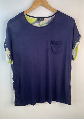 Klass Cap Sleeve Contrast Printed T-Shirt Navy Size M 