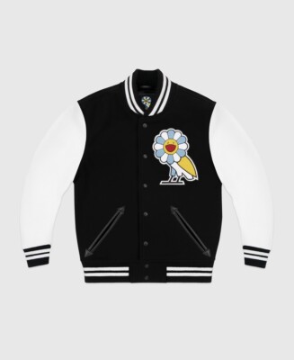 OVO x Murakami Varsity Jacket 2018 Flower Owl Embroidered OVO x Murakami Varsity Jacket 2018 Flower Owl Embroidered